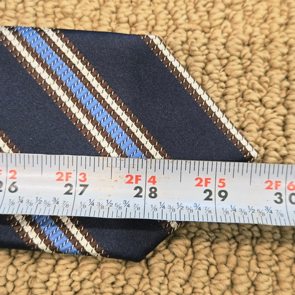 Canali 1934 Silk Tie Mens Navy Blue Striped Made in Italy Luxury Business Formal - Picture 6 of 7
